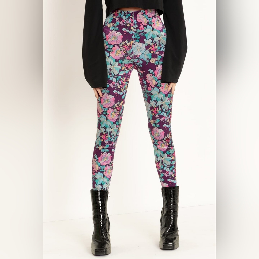 Blackmilk Mucha honeysuckle velvet HW leggings Size XS